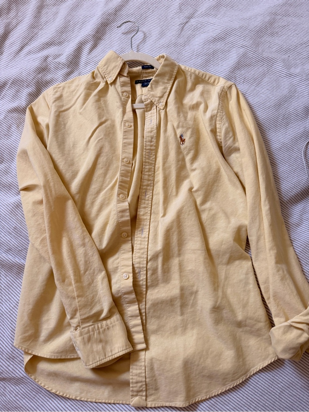 Ralph Lauren Men's Pale Yellow Button-Down Oxford Shirt